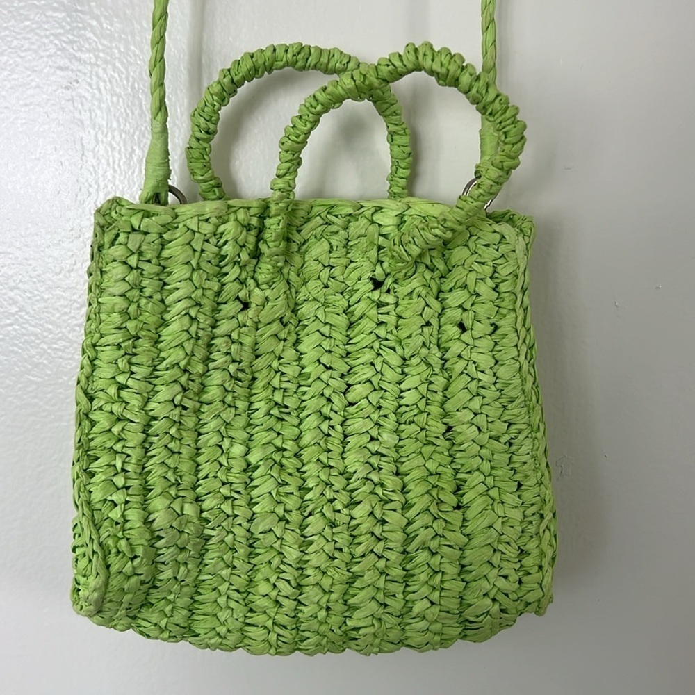 Urban Outfitters Green Straw Crossbody Purse